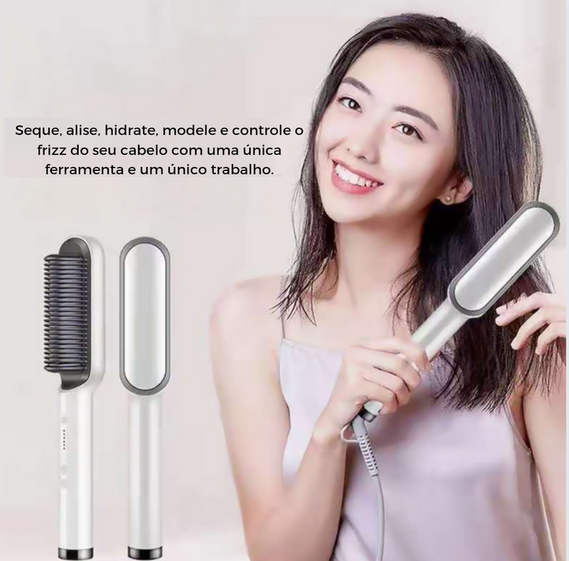 ESCOVA ALISADORA DE CABELO 5 EM 1 SECA, AlLISA, HIDRATA, MODELA E ANTI-FRIZZ